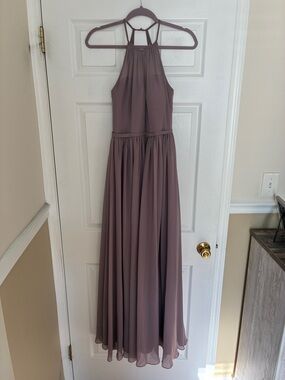 Excellent Condition Azazie Elegant Dusk Lavender Halter Maxi Dress Size 2